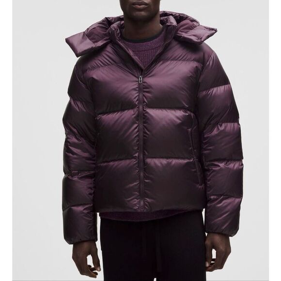 NEW Lululemon Always Down Hooded Puffer Jacket Black Plum Purple Large
